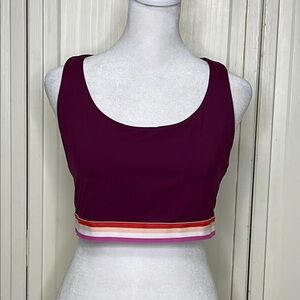 Athleta Womens Contender Stripe Bra in Beach Plum Sz XL PowerLift Support